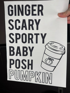 Ginger, scary, sporty, baby, posh, pumpkin