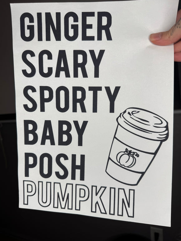 Ginger, scary, sporty, baby, posh, pumpkin