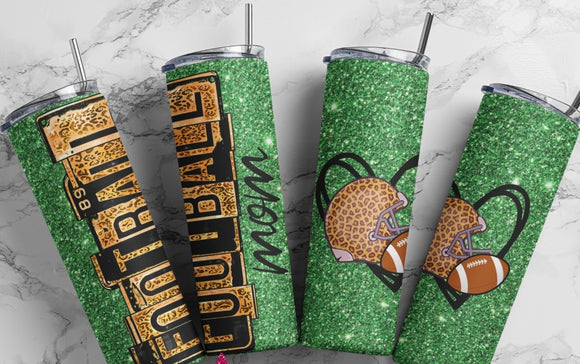 Glitter Football mama tumbler