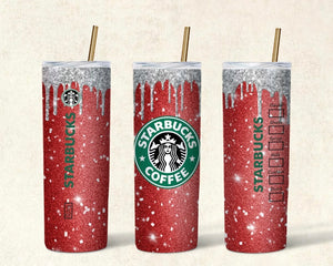 Glitter starbies Christmas tumbler