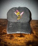 Womens Ponytail Criss Cross Distressed hat