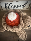 Handmade crochet Pumpkin Pie Turtle Plushy