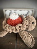 Handmade crochet Pumpkin Pie Turtle Plushy