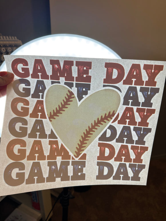 Game day baseball heart