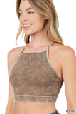 WASHED RIBBED SEAMLESS CROPPED CAMI TOP