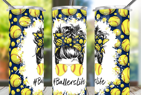 Ballerslife softball tumbler