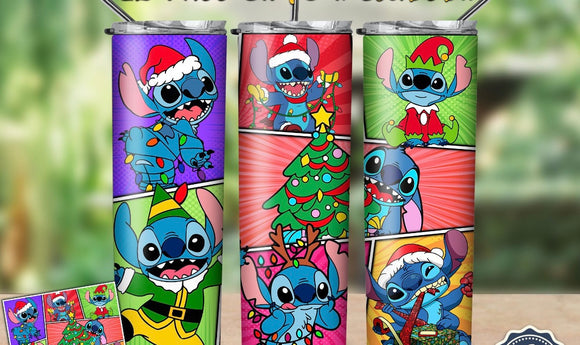 Blue alien Christmas tumbler