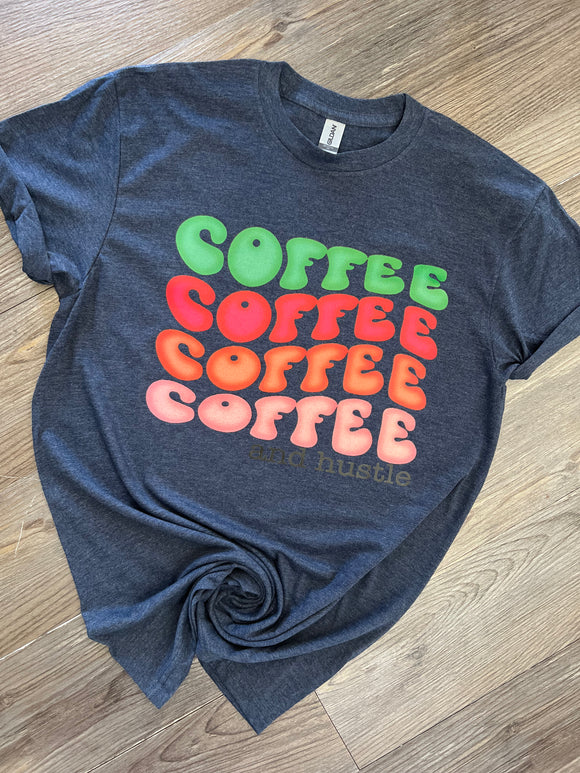 Coffee and hustle glitter tee