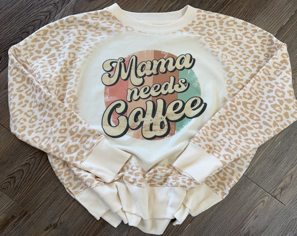 Mama needs coffee leopard sweatshirt