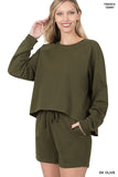 F/TERRY RAGLAN SLEEVE OVERSIZED TOP & SHORTS SET