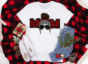 Mom plaid beanie tee