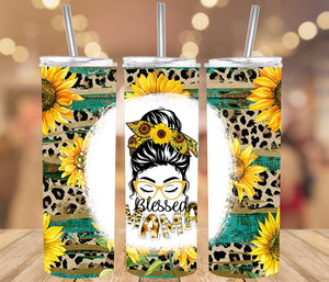 Blessed mama sunflower tumbler