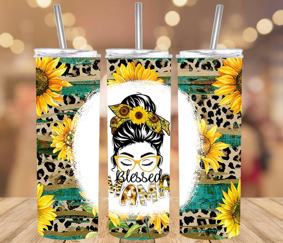 Blessed mama sunflower tumbler