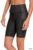 GLITTER ATHLETIC HIGH RISE BIKER SHORTS