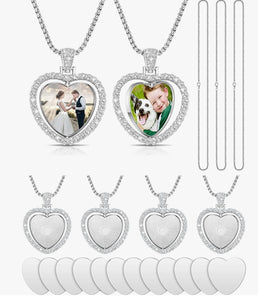 Double sided customized picture heart necklace